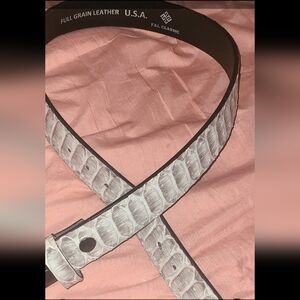 Custom Natural White/Gray/Black Python Belly Scale Belt Per Cust Requests